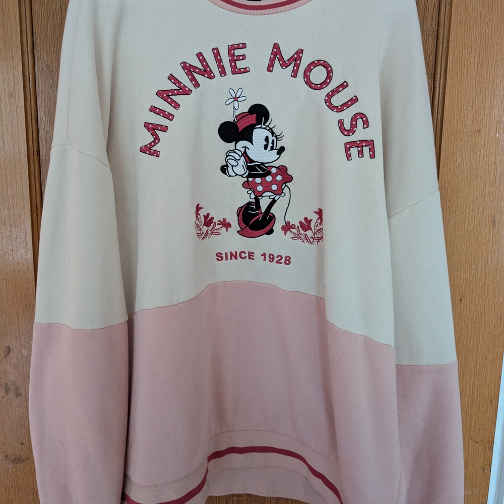 Her Universe Minnie Mouse Sweatshirt - Cream and Pink